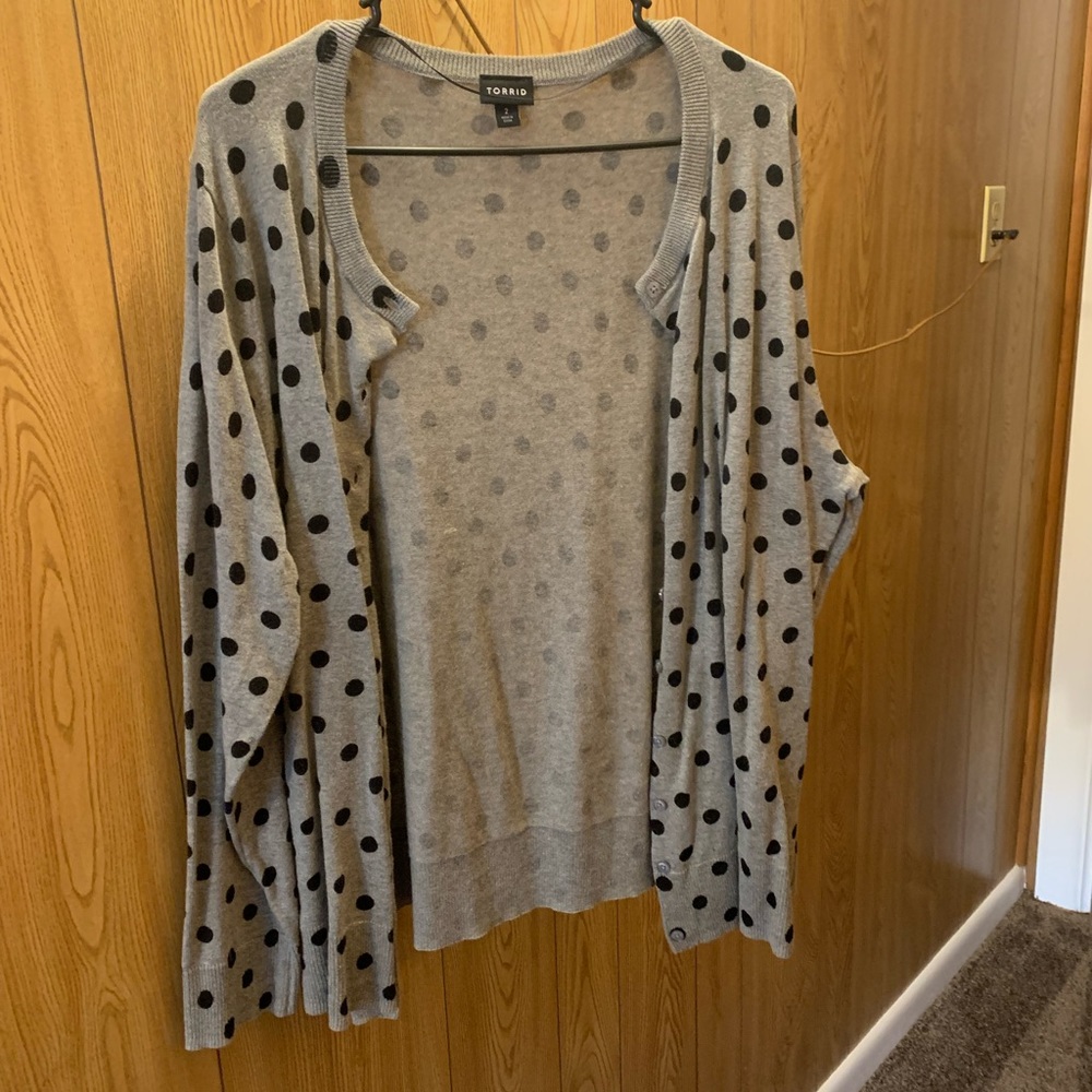 Gray polka dot cardigan